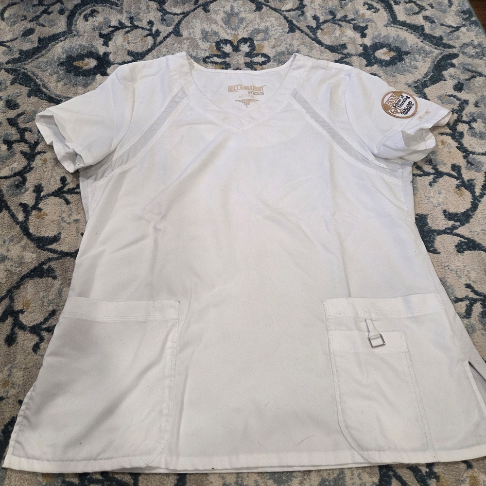 Grey's Anatomy White V-Neck Scrub Top
